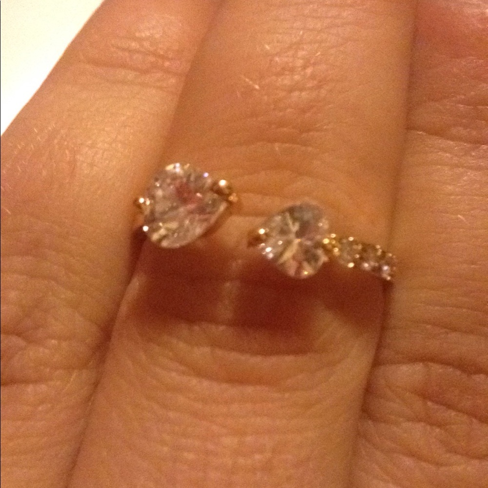 Beautiful adjustable ring size heart stones ring